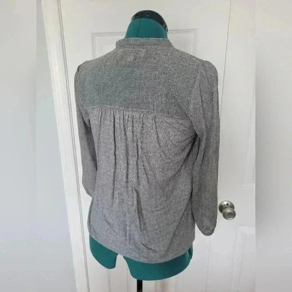 LOFT XS Grey and Black patterned bow neck blouse - Picture 3 of 4